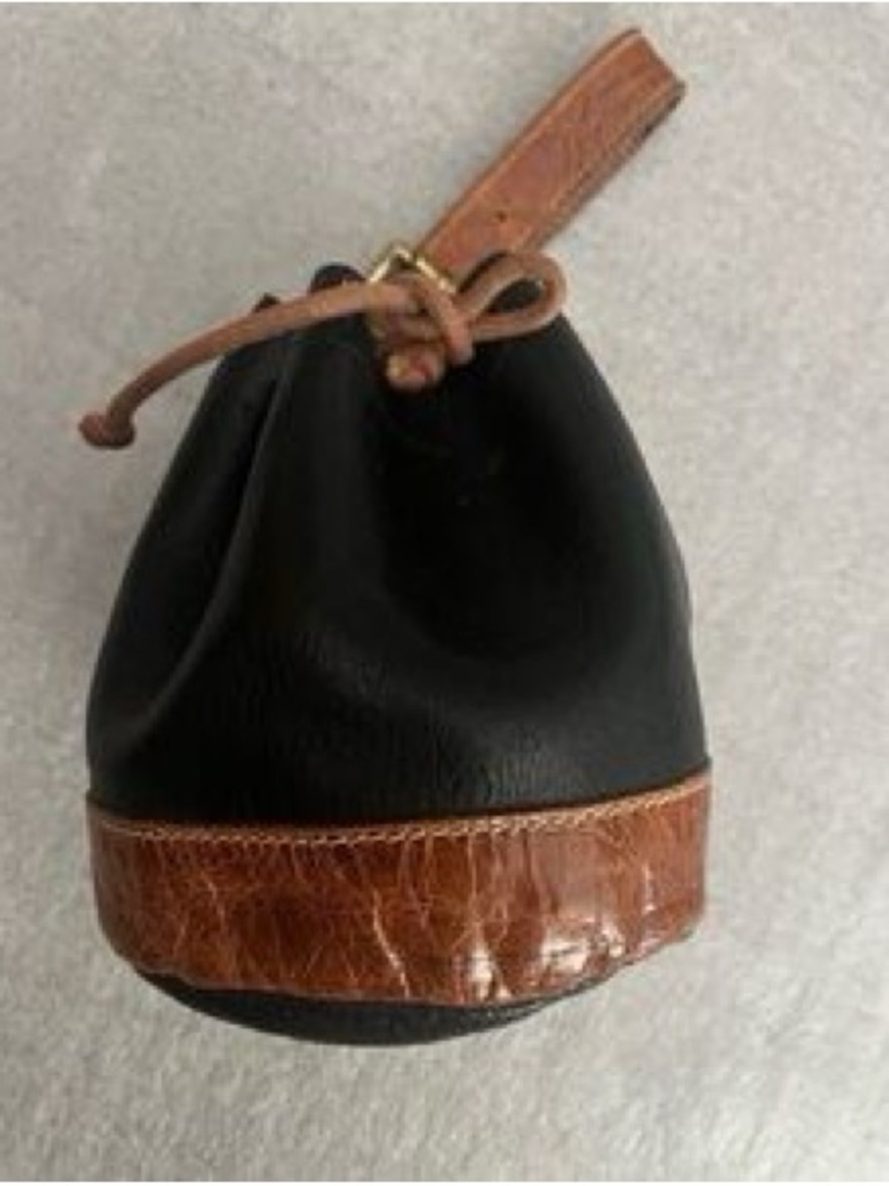 Black and Brown Leather Wristlet Pouch